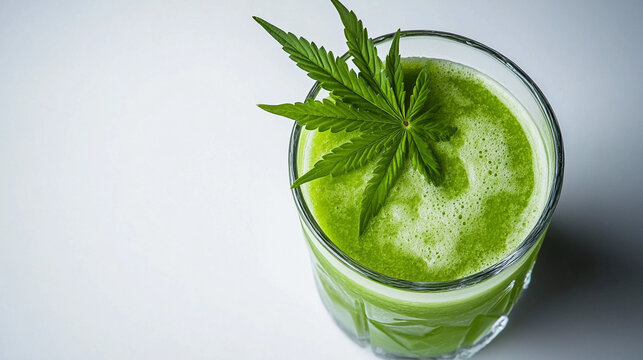 Top view of glass of bhang isolated on white background 