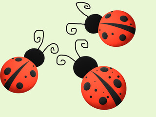 illustration of a Beautiful red ladybugs decorated with black dots
