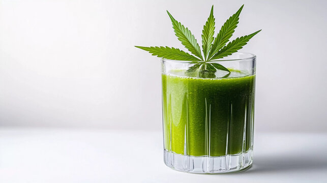 Glass of bhang isolated on white background, indian hemp drink  