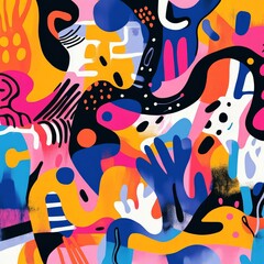 Motivational quote with a vibrant illustration of abstract shapes in bold, bright colors, perfect for an energetic and eye-catching Facebook post.