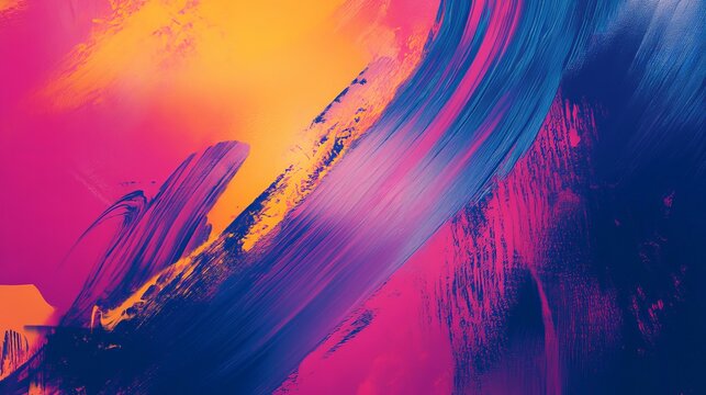 Motivational quote with abstract digital brush strokes in bold, vibrant colors, creating a lively and creative Facebook post.