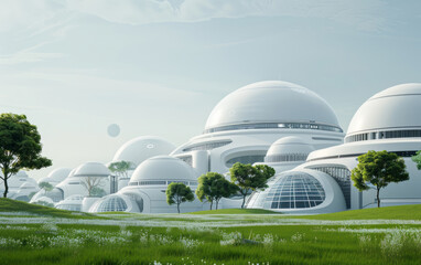 Fototapeta premium Highly developed futuristic technological cityscape 