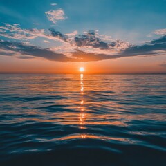 Fototapeta premium Inspirational life quote with a sunrise over a calm ocean, symbolizing new beginnings and reflection, ideal for Facebook.