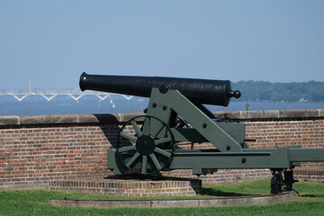 A 15-inch Rodman gun overlooks the Potomac River from Fort Washington in Maryland. The Woodrow...