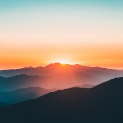 Obraz premium Inspirational quote with a silhouette of mountains at sunset, creating a serene and natural Facebook post.