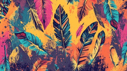 Inspirational quote with vibrant tribal patterns and earthy tones, featuring hand-drawn feathers and arrows, perfect for a bold Facebook post.