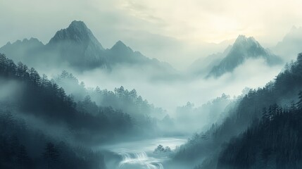 A beautiful mountain range with a calm lake in the foreground