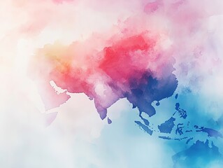 Asia Watercolor Map.