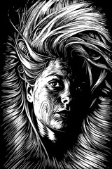 female portrait abstract style black and white