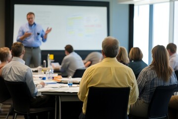 Managers attending a leadership training seminar, learning techniques to inspire teams and drive organizational success.