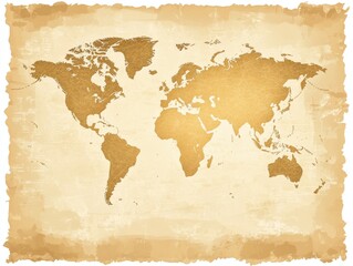 Vintage World Map on Parchment.