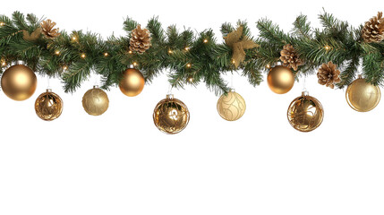 A gold and green Christmas tree with many gold ornaments hanging from it
