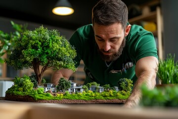 Realistic image of a social worker helping a community, applying utilitarian ethics by focusing on maximizing overall happiness