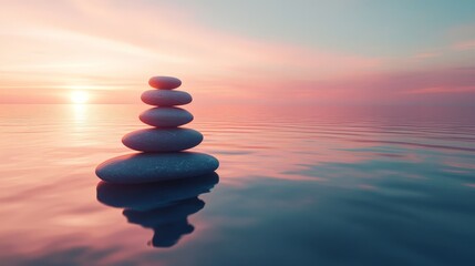 Positive mindfulness quote with a background of a still ocean at dawn, promoting a sense of peace and presence.