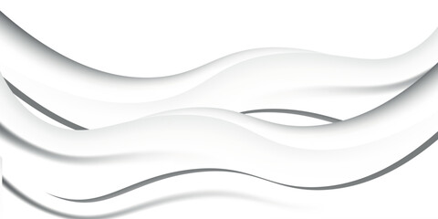 3D white geometric abstract background overlap layer on bright space with waves decoration. Minimalist modern graphic design element cutout style concept for banner, flyer, card, or brochure cover