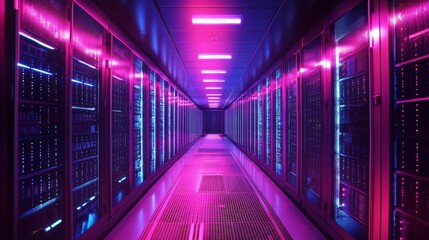 Fototapeta premium Quantum computing in a secure data center, showing how it can solve complex cybersecurity challenges in real-time.