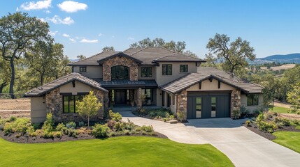 Modern Luxury Home with Stone Accents