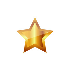 Gold star vector. 3D realistic shiny golden star icon for champion winner award isolated on white