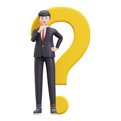 3d Businessman Having Question Illustration