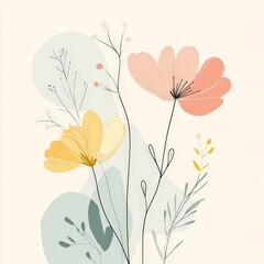 Uplifting quote with a simple hand-drawn floral illustration in pastel colors, ideal for a calm and beautiful Facebook image.