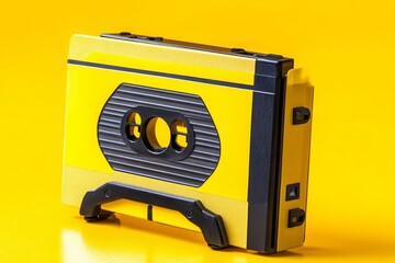 Minimalist representation of a cassette tape, with simple shapes and lines representing the nostalgic feel of analog music