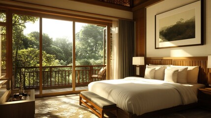 Luxury Hotel Room with Forest View