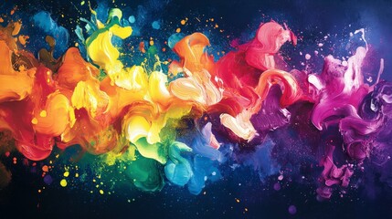 Fototapeta premium Bright, vibrant splashes of color with a bold, energetic quote to inspire and uplift.