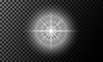 rays of light, white sun rays, set of white glowing light burst on a transparent background,glow bright stars, light effect, flare of sunshine with rays, vector illustration, eps 10