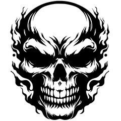 Fiery skull silhouette