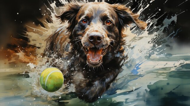 Dog Fetching a Ball