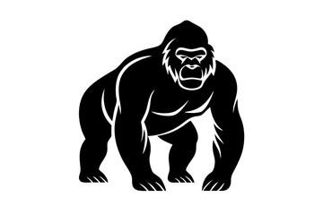 Cute Gorilla silhouette minimalistic vector art illustration 
