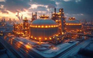Modern Energy Infrastructure: LNG Storage Tank Complex