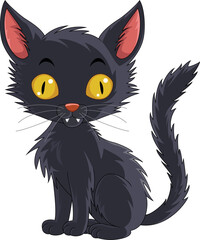 Illustration of cartoon Halloween black cat
