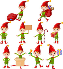 Cartoon Christmas elf collection set