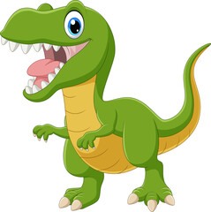 Cartoon green dinosaur on white background