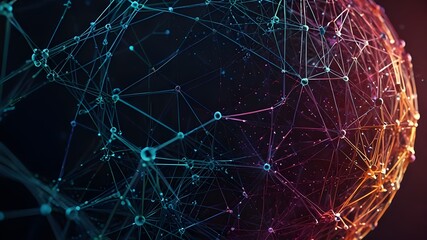 Abstract sphere background with plexus effect. 3D surface. Generative AI