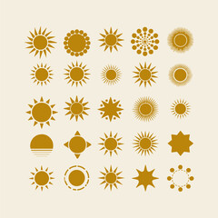 Collection of bright suns vector illustration