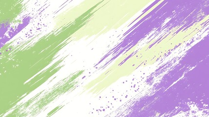Abstract background with green, purple and yellow strokes on white.