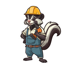 Mascot design of a Skunk Handyman Holding a power Drill