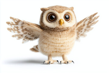 Obraz premium a cute owl stuffed toy isolated on white background