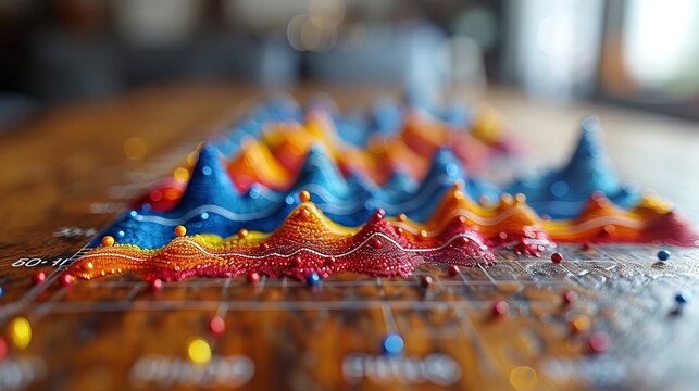 3D Topographic Map With Peaks And Valleys, Data Visualization And Digital Cartography