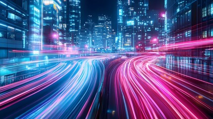 Fototapeta premium Abstract Light City Speed Motion. 