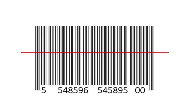 slowly Scanning barcode animation on white background 