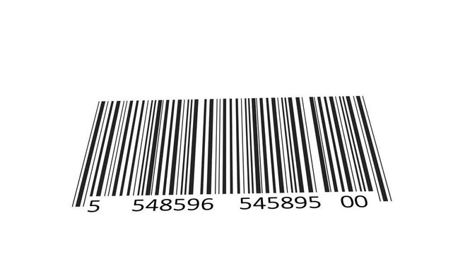 Scanning Barcode closeup with Red Line laser on white background. 3d Perspective view. 

