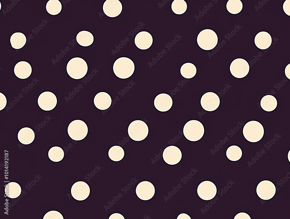 Poster a seamless pattern of large cream-colored polka dots on a dark purple background.