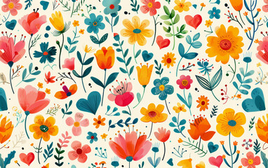 Retro style floral texture art background