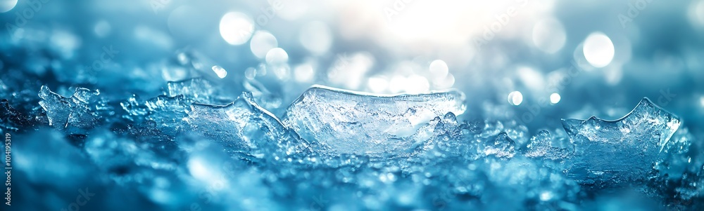 Leinwandbilder a close-up of shimmering ice on a blue surface, illuminated by soft light, creating a tranquil and r