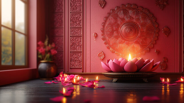 Diwali Celebration Concept Highlighted by a Pink 3D Decorative Design