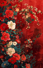 Retro style floral texture art background
