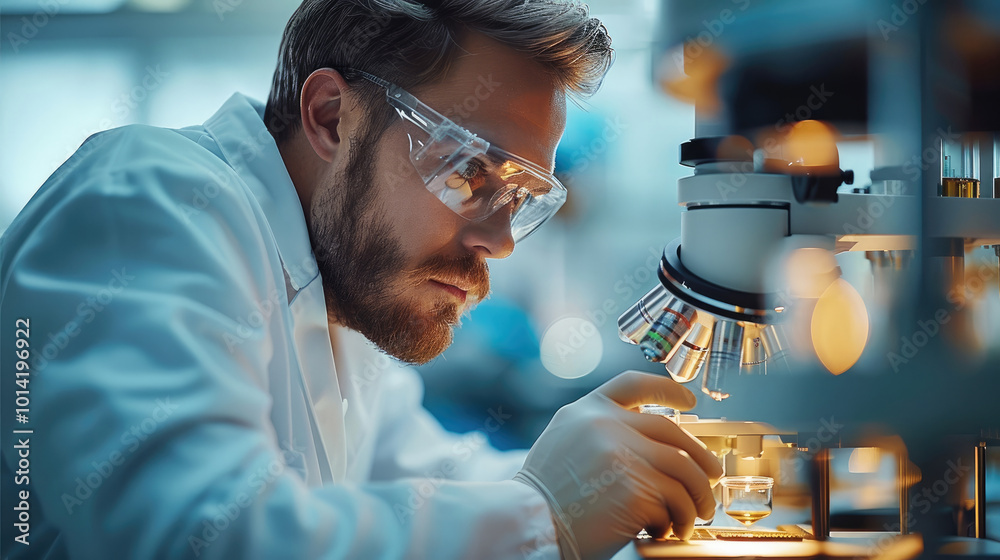 Aufkleber The research male working with precision instruments or discussing design prototypes in an advanced lab.